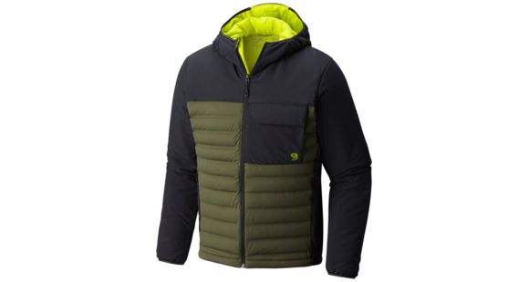 Mountain Hardwear StretchDown HD Hooded Jacket - Men's, Surplus Green, Black, XXL, 1732011347-XXL