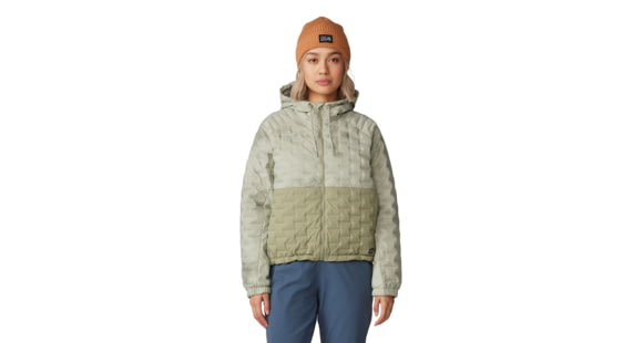 Mountain Hardwear Stretchdown Light Full Zip Hoody - Women's, White Sage Vapors Print, Mantis Green, Large, 2077681341-L