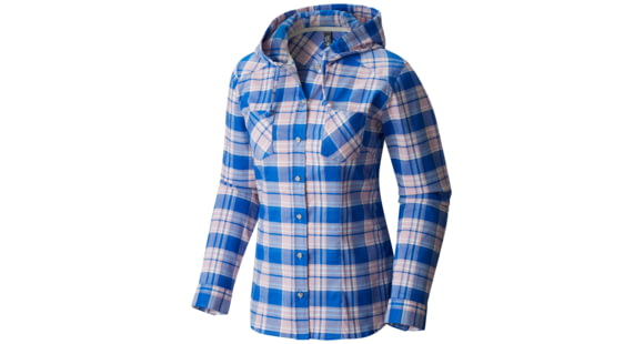 Mountain Hardwear Stretchstone Flannel Hooded Shirt - Women's-Bright Island Blue-X-Large