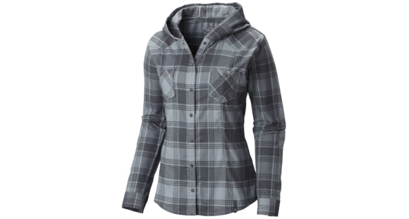 Mountain Hardwear Stretchstone Flannel Hooded Shirt - Women's-Tradewinds Grey-2