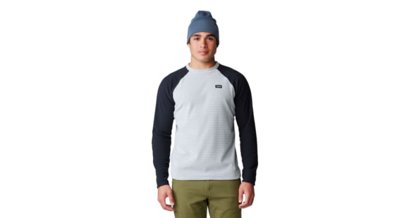Mountain Hardwear Summit Grid Long Sleeve Crew - Men's, Glacial/Black, Large, 2042511098-L
