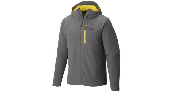 Mountain Hardwear Super Conductor Hooded Jacket - Men's-Titanium/Electron Yellow-Medium
