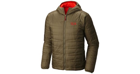 Mountain Hardwear Switch Flip Hooded Jacket - Men's-Stone Green/Fiery Red-Medium
