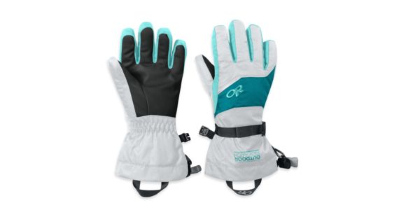 Outdoor Research Adrenaline Gloves - Kid's-White/Alpine Lake/Pool-Medium