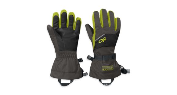 Outdoor Research Adrenaline Gloves - Kid's-Charcoal/Black/Lemongrass-Large, 173006