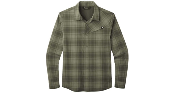 Outdoor Research Astroman Long Sleeve Sun Shirt - Men's, Fatigue Plaid, Small, 2822791848006