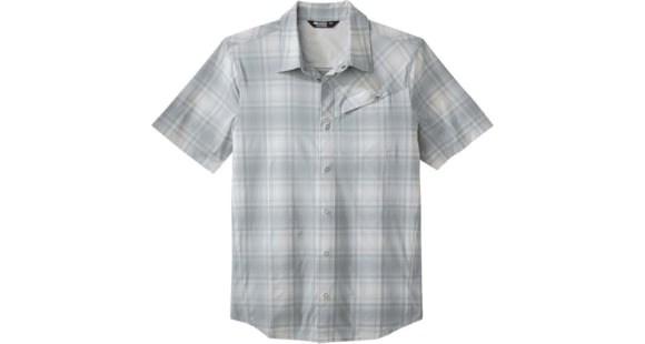 Outdoor Research Astroman Short Sleeve Sun Shirt - Men's, Lead Plaid, Small, 2822781991006