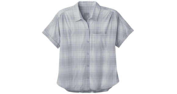 Outdoor Research Astroman Short Sleeve Sun Shirt - Women's, Titanium Plaid, Small, 2799791994006