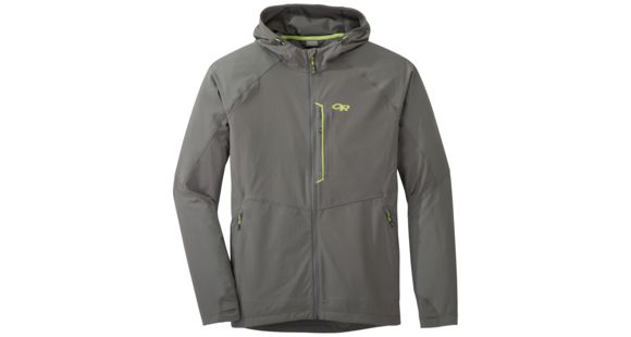 Outdoor Research Ferrosi Hooded Jacket, Men's, Pewter/Lemongrass, XXL, 250094-pt/lemgr-XXL