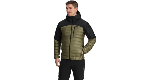 Outdoor Research Helium Down Hoodie Jacket - Men's, Ranger Green/Black, S, 2775722779006