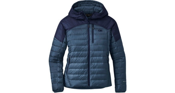 Outdoor Research Helium Down Hoodie - Women's, Nimbus/Naval Blue, Large, 2775912060008