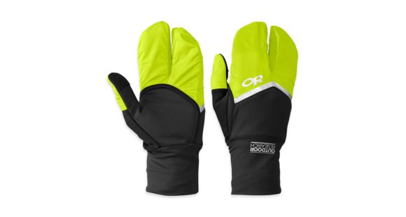 Outdoor Research Hot Pursuit Convertible Running Glove - Men's-Black/Lemongrass-X-Small