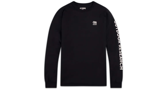 Outdoor Research OR Lockup Chest Logo Long Sleeve Tee, Black/White, Medium, 3002250114007