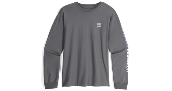Outdoor Research OR Lockup Chest Logo Long Sleeve Tee, Charcoal/Topaz, Small, 3002252625006