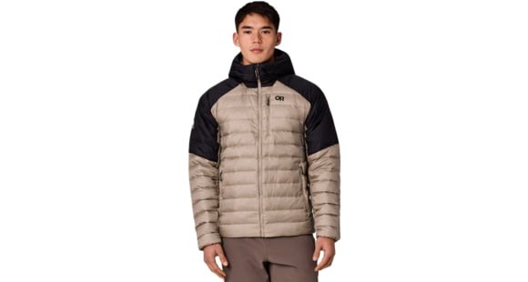 Outdoor Research Helium Down Hoodie - Men's, Pro Khaki/Black, L, 3227512402008