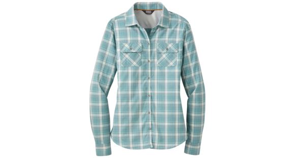 Outdoor Research Passage Long Sleeve Shirt - Women's, Seaglass Plaid, Extra Small, 2692631517005