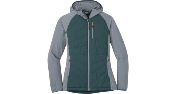 Outdoor Research Refuge Hybrid Hooded Jacket - Women's, Mediterranean/Lead, Small, 2691981797006