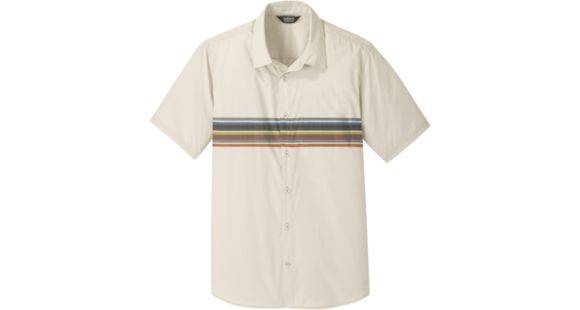 Outdoor Research Strata Short Sleeve Shirt - Men's, Sand Stripe, Medium, 2744251816007