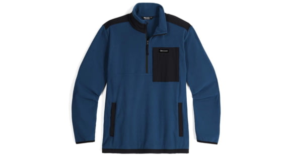 Outdoor Research Trail Mix Quarter Zip Pullover - Men's, Harbor/Black, Medium, 3001362539007