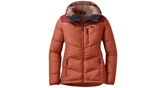 Outdoor Research Transcendent Down Hoodie - Women's, Alpenglow/Madder, Large, 2681051865008