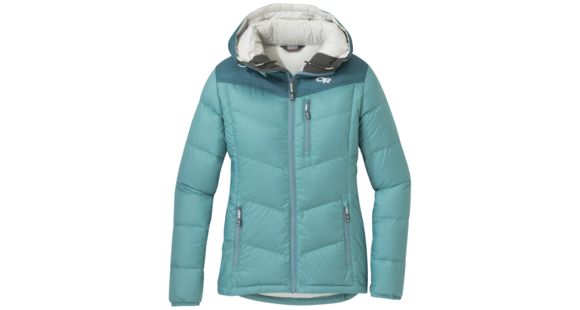 Outdoor Research Transcendent Down Hoody - Women's, Seaglass/Washed Peacock, Small, 2681051384006