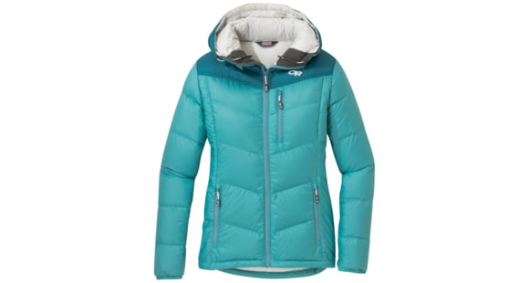 Outdoor Research Transcendent Down Hoody - Women's, Seaglass/Washed Peacock, XL, 2681051384009