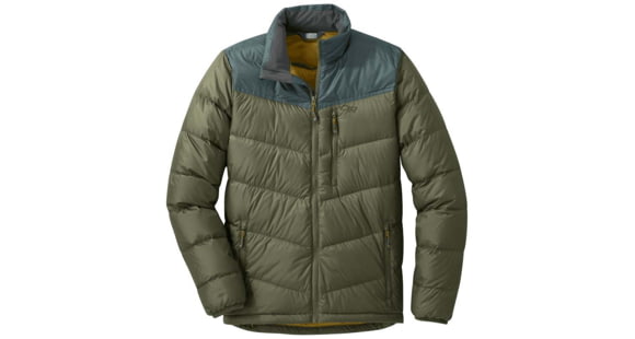 Outdoor Research Transcendent Down Jacket - Men's, Fatigue/Fir, Large, 2680851915008