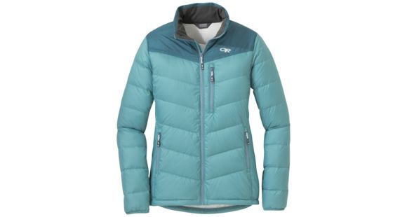 Outdoor Research Transcendent Down Jacket - Women's, Seaglass/Washed Peacock, Extra Small, 2681061384005