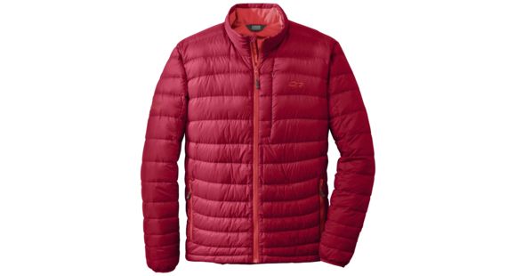 Outdoor Research Transcendent Down Sweater, Men's, Agate/Hot Sauce, L, 243069-agate/hs-L