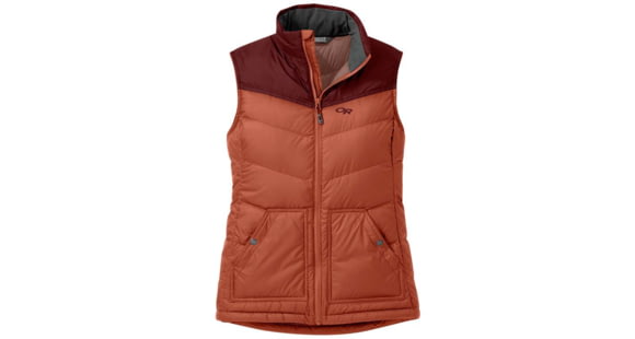 Outdoor Research Transcendent Down Vest - Women's, Alpenglow/Madder, Medium, 2681071865007