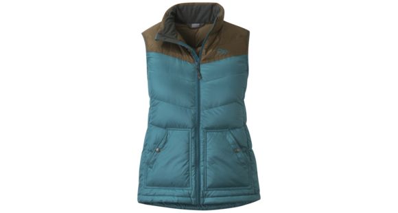 Outdoor Research Transcendent Down Vest - Women's, Washed Peacock/Carob, Small, 2681071397006