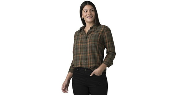 prAna Alfie Flannel - Women's, Small, Evergreen, 1962591-301-S