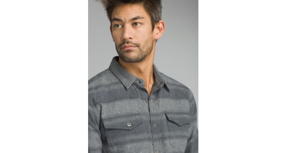 prAna Asylum Long Sleeve Flannel Shirt - Men's, Grey Heather, Medium, M23170385-GYHT-M