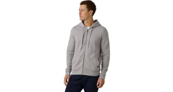 prAna Cardiff Fleece Full Zip Hoodie, Heather Grey, XLarge, 1967701-020-ST-XL