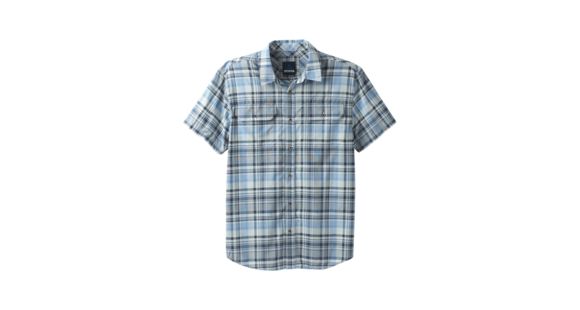 prAna Cayman Plaid Short Sleeve - Men's, Blue Anchor, Small, M11181353 -419-S