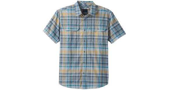 prAna Cayman Plaid Short Sleeve - Men's, Rain, Large, M11181353-RAIN-L