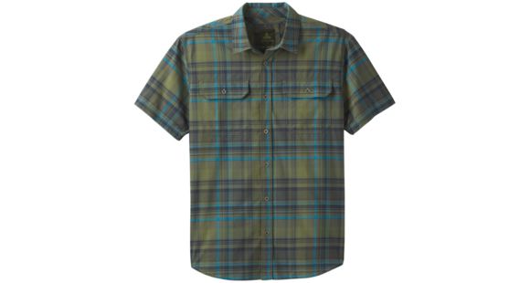 prAna Cayman Plaid Short Sleeve - Men's, Rye Green, Medium, M11181353-RYGR-M