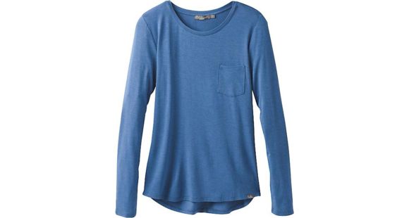 prAna Foundation Long Sleeve Crew Neck Top - Women's, Sunbleached Blue Heather, Small, W21170144-SUHT-S