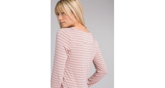 prAna Foundation Long Sleeve Crew Neck Top - Women's, Khaki Rose Heather Stripe, Small, W21170144-KRST-S