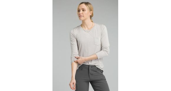 prAna Foundation Long Sleeve Crew Neck Top - Women's, Light Grey Heather, X-Small, W21170144-LGHT-XS