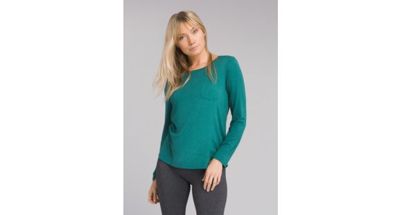 prAna Foundation Long Sleeve Crew Neck Top - Women's, True Teal Heather, X-Large, W21170144-TTHT-XL