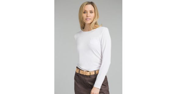 prAna Foundation Long Sleeve Crew Neck Top - Women's, White, Large, W21170144-WHT-L