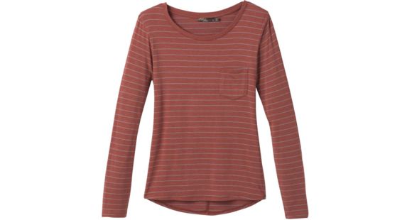 prAna Foundation Long Sleeve Crew - Women's, Chai Heather Stripe, Small, W21170144-CHHS-S