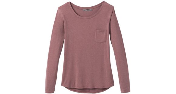 prAna Foundation Long Sleeve Crew - Women's, Dark Mauve Heather, Large, W21170144-DMVH-L