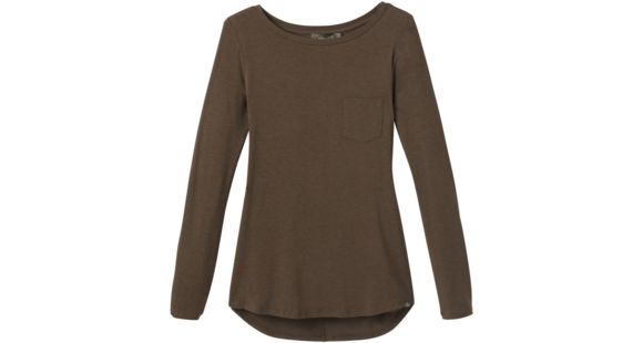 prAna Foundation Long Sleeve Crew Neck Top, Slate Heather, Large, W21170144 -464-L