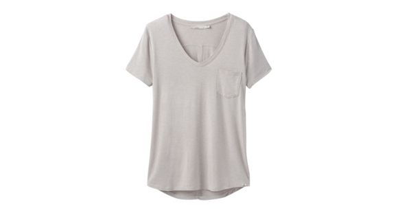 prAna Foundation Short Sleeve V-Neck - Women's, Light Grey Heather, Small, W11170142-LGHT-S