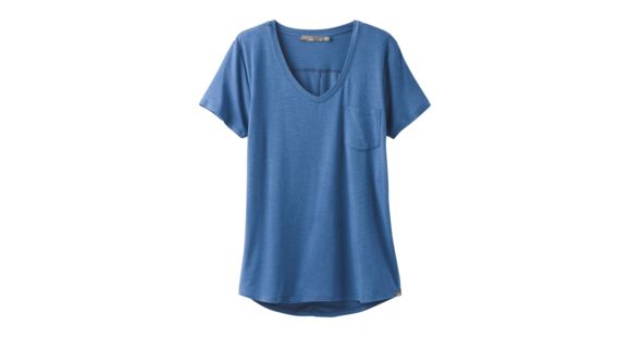 prAna Foundation Short Sleeve V Neck Top Women's, Sunbleached Blue Heather, Large, W11170142-SUHT-L