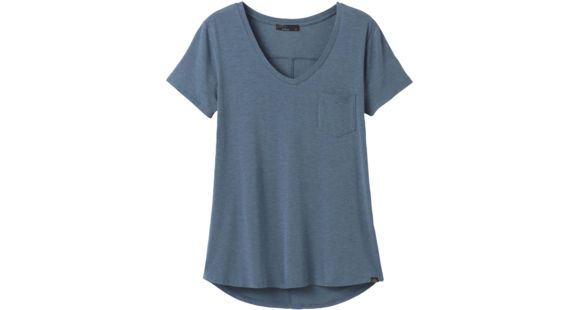 prAna Foundation Short Sleeve V-Neck - Women's, Nickel Heather, Large, W11170142-NIHT-L
