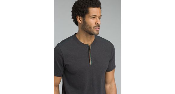prAna Garrity Short Sleeve Henley T-Shirt - Men's, Black, XSmall, M11181406-BLK-XS