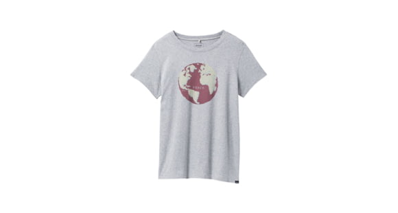 prAna Journeyman 2.0 Tee - Women's, Small, Heather Grey World Peace, 1969281-020-S